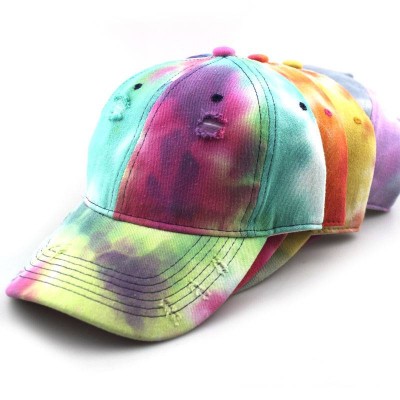 Custom embroidery 6 panel vintage tye dye distressed baseball caps